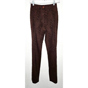 Vintage 90s Pants Womens 8 Brown Leopard Print Skinny Stretch High Rise Mob Wife